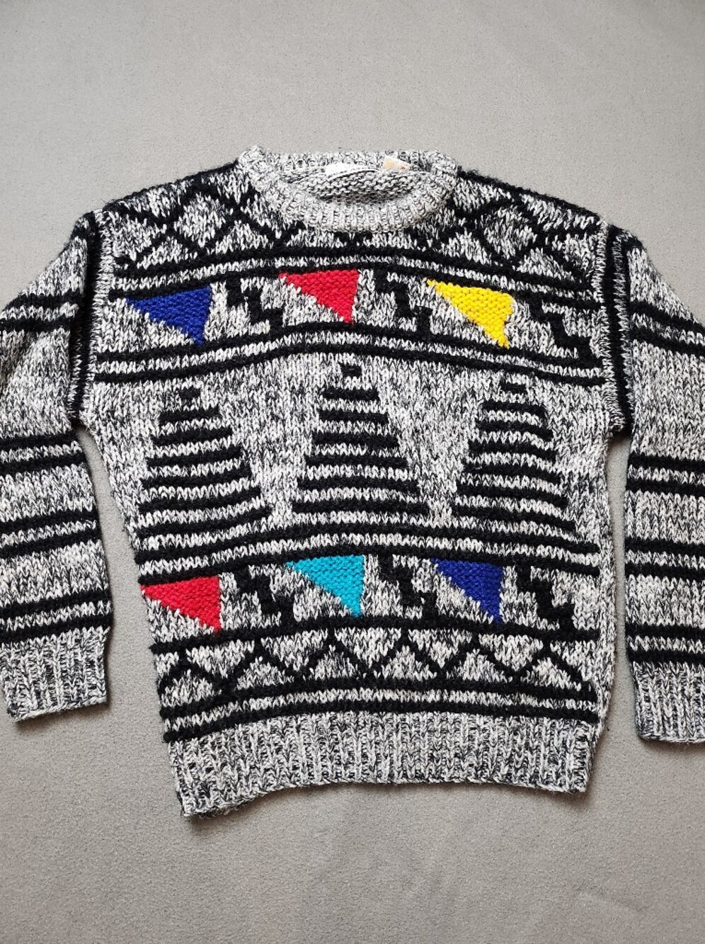 Vintage Club International Men's Geometric Knit Sweater Eclectic Grandpa Artsy - Picture 3 of 12